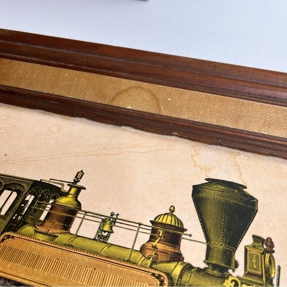 Vintage Framed Train Prints Pair of Two Mogul Tank  Double Ender Locomotives - Picture 16 of 16